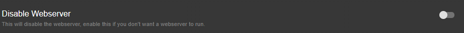 Disable webserver checkbox